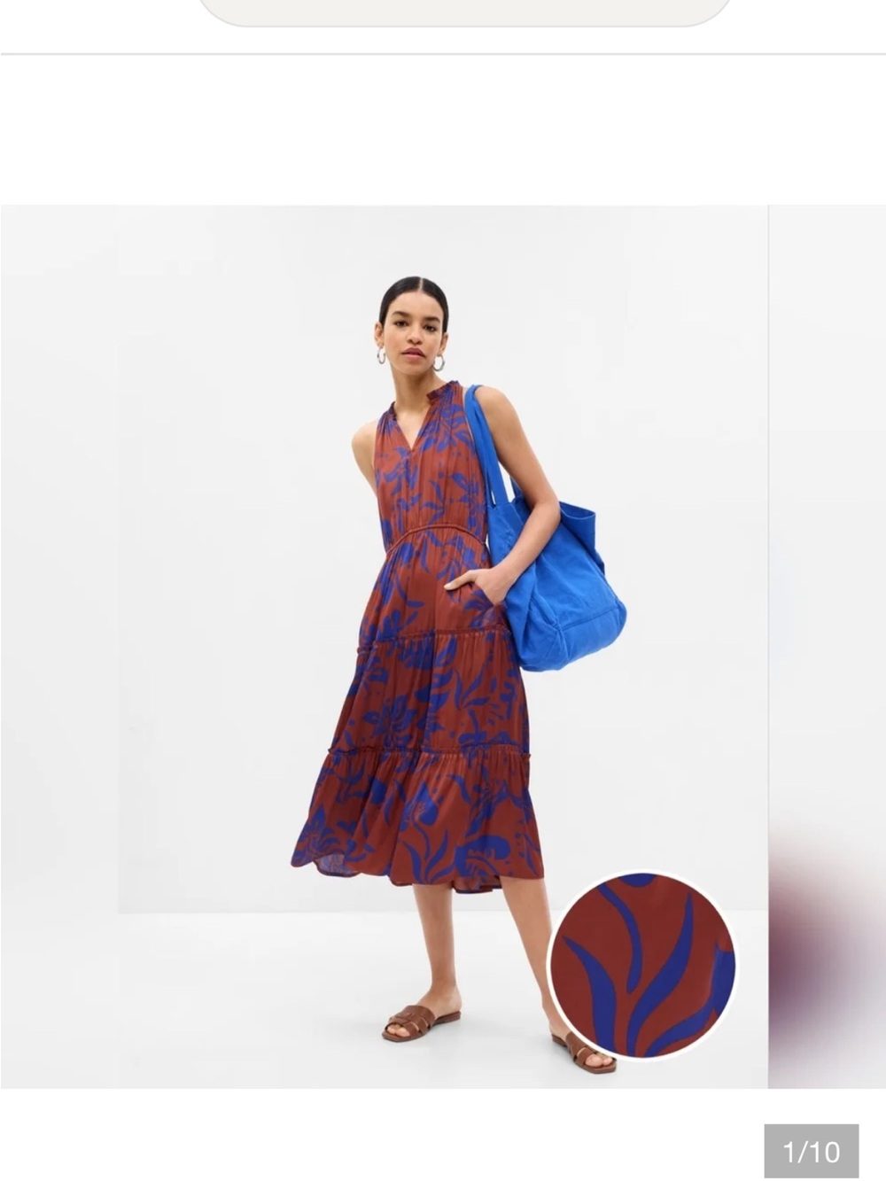 GAP tiered blue & brown sleeveless dress NWT